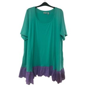 NWOT LOGO by Lori Goldstein Green & Purple Scoop Neck Tunic